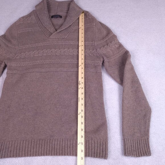 Marc Anthony Men’s Shawl Collar Sweater Medium Tan Cable Knit Pullover - Picture 9 of 16